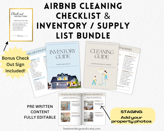 Airbnb Cleaning Checklist and Inventory Checklist Bundle