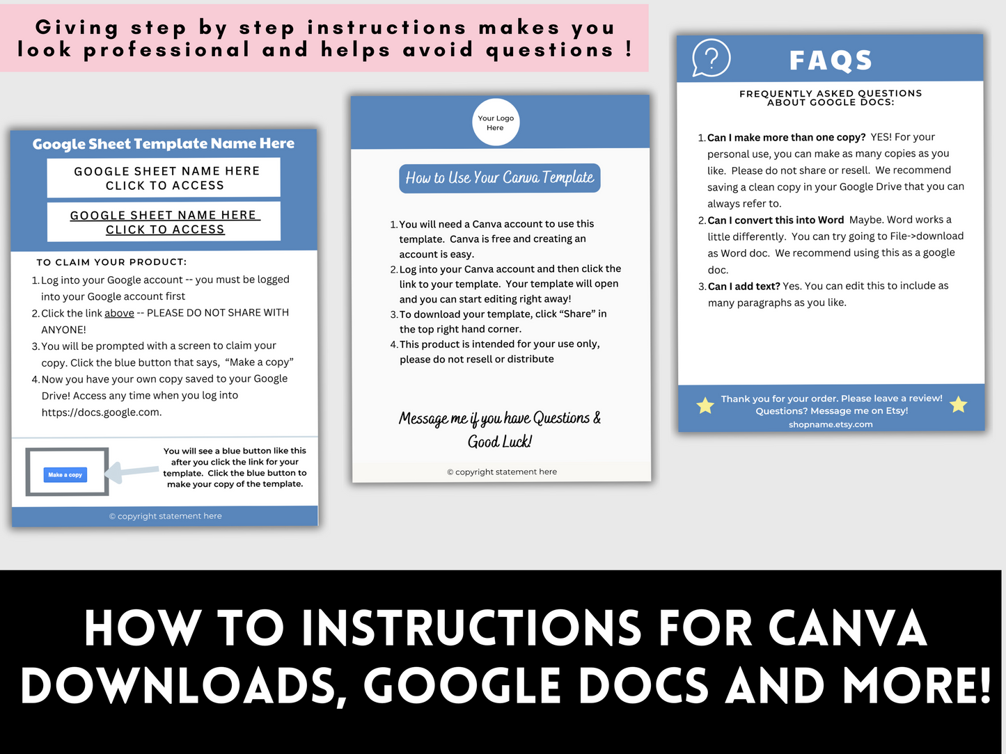 Download Instruction Template for Digital Products