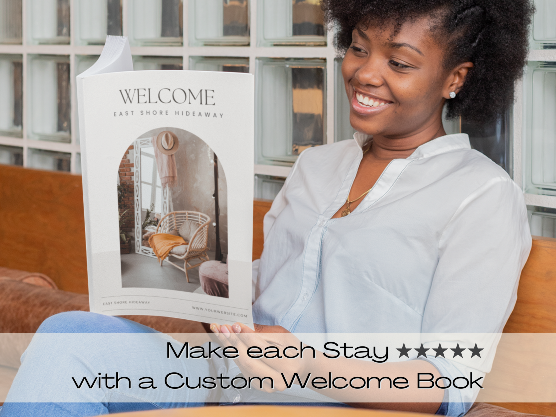 Easy edit luxe airbnb welcome book template in Canva, easy download vacation rental welcome guidebook