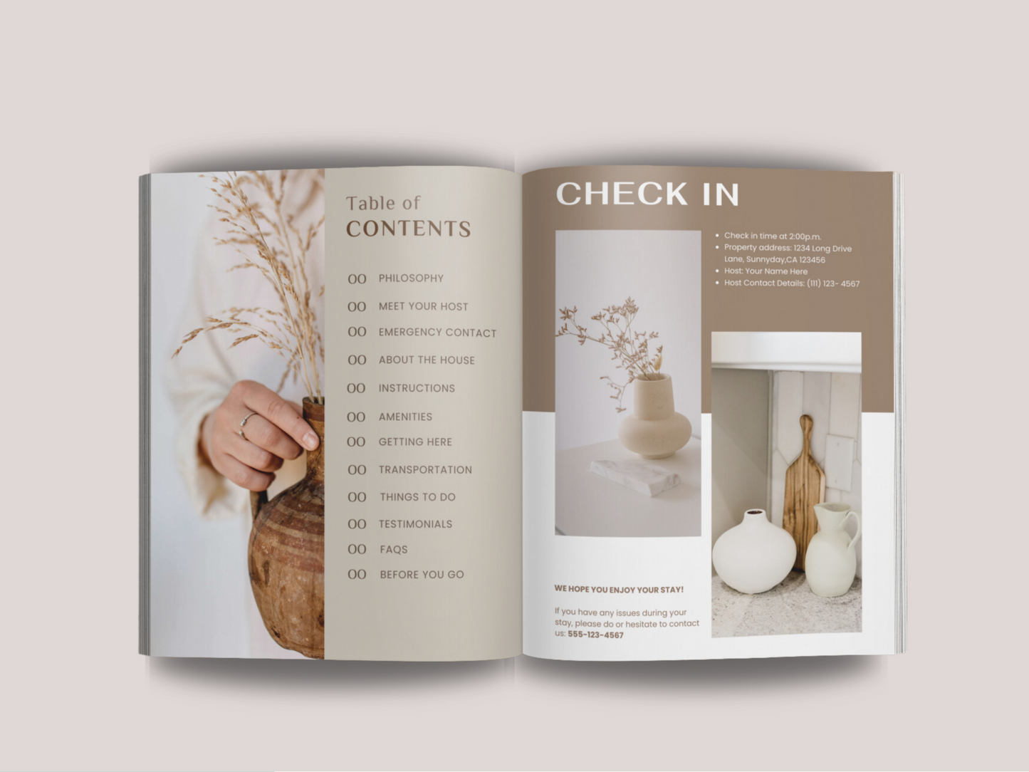 Easy edit airbnb welcome book template in Canva, easy download vacation rental welcome guidebook